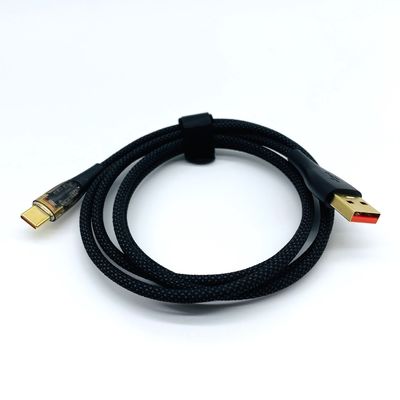 검은색 5A 6A 빠른 충전 USB 케이블 USB C 케이블 남성 USB A에서 C형 케이블