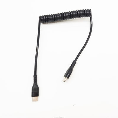 스프링 코일 USB C 케이블 USB A 남성형 C 남성형 케이블 빠른 충전 데이터 코일 후집 케이블